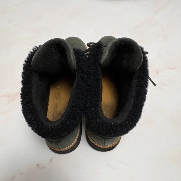 Cole Haan Nike Air Collab Waterproof Hiker Boots Women's 8 Green Suede Shearling - Picture 6 of 7